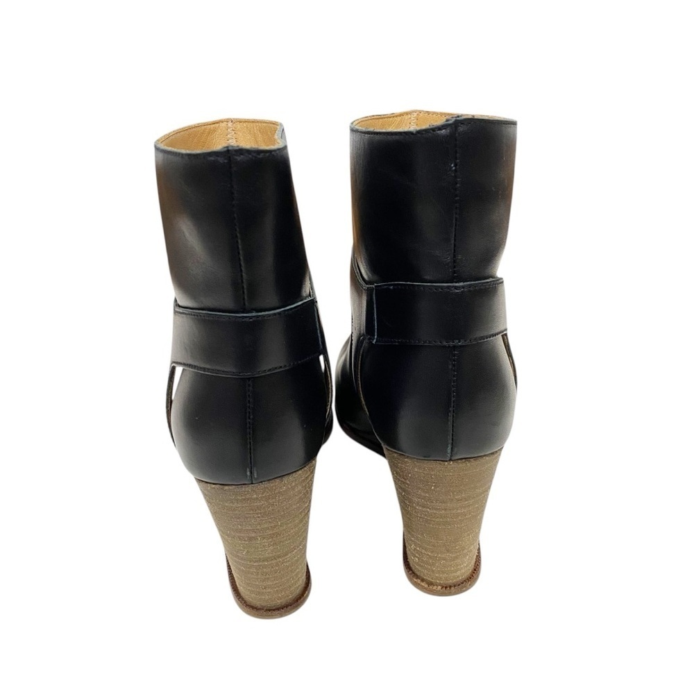 MM6 Maison Martin Margiela Boots Black Leather Wedge Ankle Boots - Picture 7 of 9